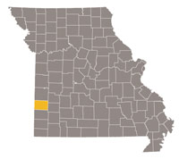 Map of Missouri highlighting Barton County