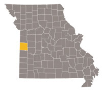 Map of Missouri highlighting Bates County