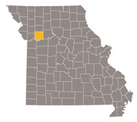 Missouri map with Ray County highlighted