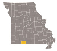 Missouri map with Taney County highlighted