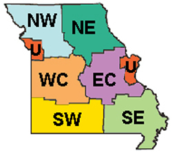 Missouri map by regions