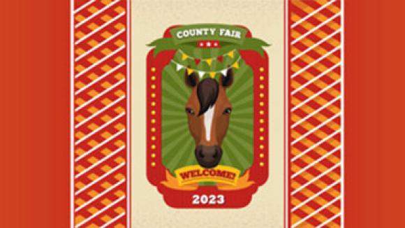 county fair 2023 welcome icon with horse